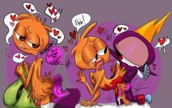 bunnk3r clothed commander_peepers digital_art dressed duo duo_focus fur gay gay_sex heart heart-shaped_pupils helmet male orange_fur penetration simple_background solo_male star_nomad tears wander_(wander_over_yonder) wander_over_yonder watchdog