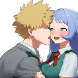 1boy 1boy1girl 1girl1boy 1girls ai_generated artist_name artist_request blonde_hair blonde_hair blonde_hair_male blonde_male blue_eyes blue_hair blue_hair_female dominant_male female katsuki_bakugou muscular muscular_male my_hero_academia nejire_hado red_eyes romantic romantic_ambiance romantic_couple submissive_female tongue tongue_out u.a._school_uniform