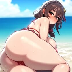 1girls ai_generated ass ass_focus beach beach_background big_ass big_breasts bikini blue_sky blush blushing_at_viewer blushing_female breasts brown_hair cloud clouds crown_braid embarrassed embarrassed_female feet hair_between_eyes hair_ornament hair_over_shoulder hair_ribbon hairbow hand_on_breast highres huge_ass huge_breasts kono_subarashii_sekai_ni_shukufuku_wo! large_breasts legs light-skinned_female light_skin looking_at_viewer low_twintails lying lying_on_side medium_hair mochipawg natural_breasts nipple_bulge nipples ocean pale-skinned_female pale_skin raided_hair red_bikini red_bikini_top red_bra red_eyes red_ribbon red_string_bikini red_thong red_thong_panties ribbon ribbons sand shiny_skin sideboob sky steam steaming_body steamy_breath string_bikini string_panties sweat sweatdrop sweaty thick_ass thick_hips thick_legs thick_thighs thighs thong thong_bikini thong_panties topless topless_female twintails water yunyun_(konosuba)