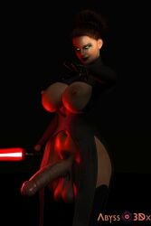 1futa 3d balls big_balls big_breasts black_lipstick breasts breasts_out brown_hair corrupted corruption erection eye_shadow futa_only futanari huge_cock ladyabysso large_breasts lightsaber nipples padme_amidala penis penis_out pubic_hair sith sith_eyes solo solo_futa star_wars veiny_penis yellow_eyes