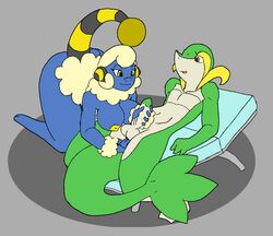 1boy 1girls 2019 2_toes 3_fingers 5_fingers anal anal_fingering anthro anthrofied big_breasts breasts brown_eyes duo erection female fingering furry green_eyes hair half-closed_eyes handjob interspecies kneeling kohdoku lana_gale large_ass male mareep nintendo nipples no_nipples nude original_character penis pokemon pokemon_(species) pokemon_bw pokemon_gsc pokemorph prostate_massage reclining scalie sheep smile snake snivy tail testicles thick_thighs toes video_games wide_hips