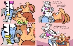 anthro balls bodily_fluids body_worship bottomwear clock clothed clothing comic critterdome crop_top denim denim_bottomwear denim_clothing denim_shorts dialogue duo english_text equid equine erection fellatio genital_worship genitals heart_symbol hi_res hooves lagomorph leporid licking male male/male male_penetrated male_penetrating male_penetrating_male mammal midriff narrowed_eyes open_bottomwear open_clothing open_shorts oral overweight overweight_anthro overweight_male penetration penile penis penis_lick penis_worship rabbit saliva saliva_on_penis saliva_on_tongue sex shirt shorts slim_anthro slim_male tank_top tears text tongue topwear watch zebra