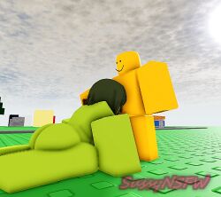 1boy 1girls blowjob green_body noob roblox roblox_studio robloxian sucking_penis sussynsfw zombie zombie_girl