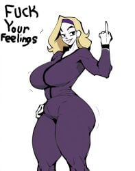 big_breasts breasts breasts busty busty_female coach_greer dialogue disney disney_channel huge_ass huge_breasts huge_thighs looking_at_viewer marvel marvel_comics middle_finger milf moon_girl_and_devil_dinosaur pawg soccer_mom sportswear thick_ass thick_thighs