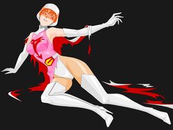 1girls artist_request boots breasts cape dress female gatchaman gloves helmet human jun_the_swan large_breasts light-skinned_female light_skin panties skirt solo superheroine visor