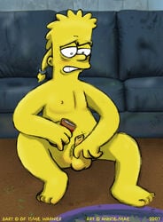 1boy 2007 annie-mae bart_simpson beer beer_can color couch erection foreskin front_view handjob holding_penis human indoors legs_held_open male male_only nipples nude partially_retracted_foreskin penis ponytail sitting small_penis solo testicles the_simpsons tied_hair uncut yellow_hair yellow_skin