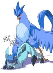 2girls articuno avian blush claws closed_eyes eeveelution generation_1_pokemon generation_4_pokemon glaceon ice ice_dildo legendary_pokemon multiple_girls nintendo pokemon pokemon_(species) red_eyes stuck_in_ice tagme tail wkar