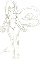 alternate_form ben_10 ben_10_alien_force cartoon_network female female_only gwen_tennyson gwen_tennyson_(alien_force) human monochrome sketch solo straight_hair tagme toonami travis_green