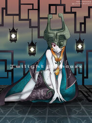 between_breasts breasts cape female female_only front_ponytail grey_skin hair_between_breasts helmet hips long_hair midna nintendo orange_hair red_eyes solo spoilers straight_hair the_legend_of_zelda twili twili_midna twilight_princess wide_hips yutaka_hatori