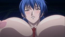 animated animated_gif blue_hair blush bouncing_breasts breasts discipline:record_of_a_crusade discipline_zero erect_nipples female large_breasts moaning nipples screencap screenshot solo