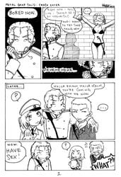 black_and_white comic eva_(metal_gear_solid) metal_gear_solid metal_gear_solid_3 monochrome raikov revolver_ocelot speech_bubble trap volgin yaoi young_ocelot