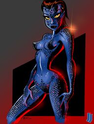 1girls blue_skin bruce_timm female female_only marvel marvel_comics mystique raven_darkholme rebecca_romijn red_hair solo straight_hair tagme x-men x-men_(movie_series) yellow_eyes