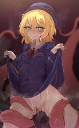 bottomless female female hat heart-shaped_pupils idolmaster idolmaster_cinderella_girls queza_(quezza11) sakurai_momoka tentacle