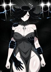 1girls 2girls anafabula ananakawaii black_hair erect_nipples female hand_on_hip horror monster nightmare_waifu scp-2747 scp_foundation tagme tight_clothing white_body