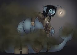 1boy 3_arms 3_eyes 4_fingers ass belts black_hair blue_eyes blue_skin boy brap brown_belt brown_jacket brown_scarf colored digital_media_(artwork) ear_fins fart fart_cloud fart_fetish farting fins fish_humanoid fish_tail gassy gassy_male hindquarters humanoid hydrareality jabot jacket looking_at_viewer lure_(anatomy) male male_fart male_focus male_monster male_only medium_ass medium_butt merfolk merman monster monster_boy monster_male multi_arm multi_eye multi_limb non-human nonhuman pouch_(clothing) pouches presenting_ass presenting_butt presenting_hindquarters pressure_(roblox) roblox roblox_game scarf sebastian_solace serpentine sharp_teeth short_hair showing_ass showing_butt simple_background solo solo_focus solo_male tail_fin