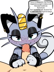alolan_meowth dialogue dialogue_bubble feline female female_focus feral feral_female furry licking licking_penis looking_at_viewer lustballart male meowth nintendo penis pokemon pokemon_(species) pokephilia talking_to_viewer yttriumi2f zoophilia