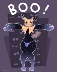 ! 1boy 1femboy @_@ arms_up artist_name border brandedtattoo branding_mark closed_mouth clothed_pokemon degrading_tattoo english_text fairy_type femboy flat_color full_body furry ghost_type happy inkplasm looking_at_viewer male male_only mimikyu navel outline outstretched_arms panties poke_ball_symbol pokemon pokemon_(species) purple_background red_panties simple_background smile solo standing stomach straight-on tattoo_on_arm tattoo_on_leg tattoo_on_thigh thick_thighs thigh_strap thighhighs thighs thong type_advantage underwear welwraith white_outline wide_hips