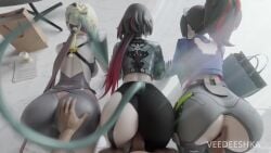 1boy 30_seconds 3d 3girls ass ass_focus ass_grab breasts dark-skinned_male dark_skin evelyn_chevalier female female_focus from_behind interracial jane_doe_(zenless_zone_zero) large_breasts light-skinned_female light-skinned_male light_skin longer_than_30_seconds male misuzugon opennsfwsp penis pov sex silent_dom silent_male sound tagme veedeeshka video voice_acted zenless_zone_zero zhu_yuan