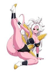 1girls android_21 ass_visible_through_thighs big_breasts black_sclera bodyswap captain_ginyu dragon_ball dragon_ball_fighterz dragon_ball_z evil_grin evil_smile frieza_force genderswap_(mtf) ginyu1992 ginyu_force_battle_armor huge_breasts large_breasts leg_spread long_hair pink_skin pose posing possessed possession presenting_pussy pussy red_eyes rule_63 scouter smile spreading_legs tail thick_thighs thighs very_long_hair white_hair