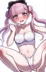 1girls bandaged_breasts blush breasts cameltoe canonical_scene female fundoshi large_breasts legs_spread nude pussy scene_reference spead_legs suggestive the_hundred_line_-last_defense_academy- tsukumo_kako