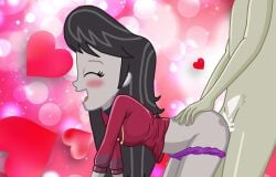 1boy 1boy1girl 1girls all_fours ambiguous_penetration artist_request blush closed_eyes cum cum_inside dark_grey_hair equestria_girls female female_penetrated friendship_is_magic from_behind from_behind_position grey_body hasbro hearts human male male/female male_penetrating male_penetrating_female my_little_pony octavia_melody open_mouth original_character panties panties_down purple_panties sex straight sweater