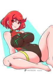 ass big_ass big_breasts big_butt big_thighs breasts curvaceous curvaceous_female female female_focus female_only looking_at_viewer momocka_art pyra red_eyes red_hair short_hair xenoblade_(series) xenoblade_chronicles_2