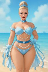 ai_generated beach blonde bun_hair chatgpt milf queen royalty swimsuit