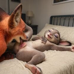 ai_generated disney female furry judy_hopps licking licking_pussy nick_wilde oral oral_sex pussy realistic zootopia