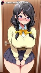 1girls 2025 ai_assisted ai_generated anime artist_name big_breasts big_breasts big_breasts big_chest black_hair blush bow braid breast breasts breasts breasts bust busty chest clothed_female curvy female_focus female_only glasses hair_ornament hairclip hanekawa_tsubasa hi_res high_quality high_resolution highres jimiko large_breasts long_hair monogatari_(series) patreon patreon_username pleated_skirt purple_eyes ribbon school_uniform shirt skirt skypassion solo stable_diffusion thick_thighs thighs watermark wide_hips yellow_bow yellow_bowtie yellow_neckwear yellow_ribbon