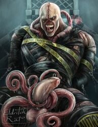 1boy bara barazoku big_penis cock_ring eldritch_rat large_penis licking_lips monster monster_boy monster_cock monsterfucker nemesis_(resident_evil) pierced_genitals pierced_penis piercing pinup presenting_penis resident_evil resident_evil_3 resident_evil_3_remake tentacle tentacle teratophilia unusual_penis