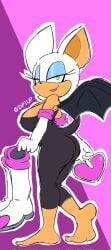 ass barefoot boots butt dp1up eyelashes eyelids legs meaty_soles pose purple_background rouge_the_bat shoes smirk soles sonic_the_hedgehog_(series) taller_girl thighs