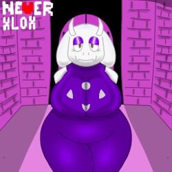 2025 2d 2d_(artwork) 2d_artwork anthro anthro_female artist_logo artist_name big_breasts breasts female furry furry_female goat goat_girl horns purple_dress purple_eyeshadow thick_thighs toriel undertale white_fur xxxloxy_(artist)