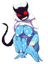 @reba_dixie amp_crystal big_breasts breasts clothed clothing demon female grin hi_res humanoid lewdishsnail looking_at_viewer nipples pixa_chats sharp_teeth simple_background smile solo teeth white_background