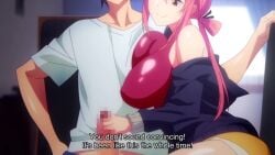 1boy 2022 20s animated blue_shorts breast_press breasts collarbone competition_swimsuit cousins covered_erect_nipples female garden_~takamine-ke_no_nirinka~ handjob incest indoors interior jacket large_breasts long_sleeves one-piece_swimsuit penis penis_grab pink_hair red_one-piece_swimsuit shirt shorts sidelocks sound straight swimsuit tagme takamine_ayame thighs tomoya_(garden_~takamine-ke_no_nirinka~) video white_shirt yellow_shorts