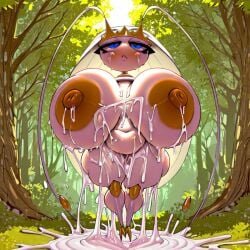 ai_generated ass big_belly big_breasts big_nipples breasts breasts_bigger_than_head fat_ass hard_nipples huge_ass huge_breasts huge_thighs hyper_breasts nintendo pheromosa pokemon pokemon_(species) shortstack thick_thighs wide_hips