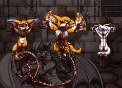 2020 ambiguous_gender anthro bat biped black_body blood blue_sclera bodily_fluids chains crucifixion crying digital_drawing_(artwork) digital_media_(artwork) disembowelment dungeon dust:_an_elysian_tail english_description gore group guardian_spirit guts hook intestines league_of_legends mammal membrane_(anatomy) membranous_wings microsoft mitchell_(artist) nefarious_(nefariousmaximus) nimbat orange_body organs ori_(ori) ori_(series) rib_cage riot_games screaming story story_in_description tail tears tears_of_pain tencent torture white_body wings xbox_game_studios yordle