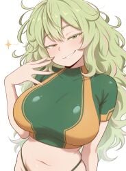 ai_generated big_breasts grin looking_at_viewer my_hero_academia my_hero_academia_(finale) navel post-timeskip randomran smug smug_face tooru_hagakure