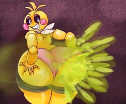 1girl 1girls 2d animatronic animatronic_female ass ass_bigger_than_head ass_focus avian big_ass big_butt big_butt_(female) butt chicken fart fart_cloud fart_fetish farting fat_ass female female_farting female_only five_nights_at_freddy's five_nights_at_freddy's_2 fnaf hand_on_ass huge_ass kirbyoblue1 looking_at_viewer looking_back_at_viewer pink_underwear robot short_tail simple_background smile smiling_at_viewer solo solo_female tail teeth toy_chica_(fnaf) twitter_link underwear underwear_only