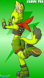 anthro ass blush carol_tea feline female female_protagonist freedom_planet freedom_planet_2 looking_at_viewer looking_back looking_back_at_viewer tbwinger92 video_games wildcat