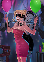 2d 4boys balloon balloons blindfold blizzard_entertainment blonde_hair bondage coax coaxdreams collar collaring cruelty dildo dildos female femdom femsub imminent_rape leather leather_cuffs little_black_dress mercy multiple_girls overwatch overwatch_2 party pillory red_dress red_lipstick tagme tricked widowmaker