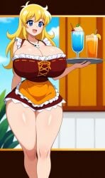 ai_generated big_breasts blonde_hair breasts female maid original_character sister thick_thighs