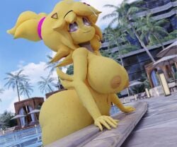 1girls alternate_version_available big_breasts breasts chica_(cally3d) chica_(fnaf) chiku chiku_(cryptia) closed_mouth completely_nude cryptiacurves fazclaire's_nightclub female female_only five_nights_at_freddy's fredina's_nightclub half-closed_eyes looking_at_viewer naked naked_female nude nude_female open_eyes pool solo solo_female standnopower