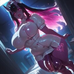 1futa 2d ai_generated balls big_balls big_breasts big_penis breasts busty cum cumming curvy demon dick dickgirl futanari horns intersex nurse oni penis quantrup solo solo_futa