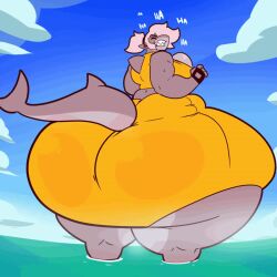 1girls animated anthro ass beach bouncing_breasts breasts closed_eyes closed_eyes female female_focus female_only fingerless_gloves fish giantess hair_covering_eye hair_over_one_eye hairband hips hyper hyper_ass large_ass large_breasts laugh laughing macro macro_female pink_hair ponytail shark shark_girl shark_humanoid shark_tail sharp_teeth sideboob thaddeusmcboosh thick_thighs thighs wide_hips