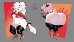 16:9 4k absurd_res anthro areola ass bell bell_collar big_butt black_horn blue_eyes blush blush_lines boots bovid brown_areola brown_boots brown_clothing brown_footwear brown_gloves brown_handwear brown_nipples caprine cloak clothing collar cosplay crossover crossover_cosplay cult_of_the_lamb dr._eggman eyelashes female fingerless_gloves footwear front_view fur genitals gloves grey_background handwear hi_res holding_melee_weapon holding_object holding_sword holding_weapon horn huge_butt idw_publishing justelm25 lamb_(cult_of_the_lamb) lanolin_the_sheep looking_back mammal massive_monster_(studio) melee_weapon navel nipple_piercing nipples piercing rear_view red_cloak red_clothing sega sheep shoes simple_background solo sonic.exe sonic_(series) sonic_the_hedgehog_(comics) sonic_the_hedgehog_(idw) sonic_the_hedgehog_(series) sword tan_body tan_fur tan_nose tangle_the_lemur thick_thighs vulva weapon whisper_the_wolf white_body white_fur wide_hips widescreen