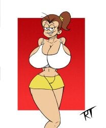 big_breasts braces breasts female female_focus female_only hair_tie looking_at_viewer luan_loud ponytail smiling the_loud_house