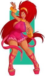belly_dancer big_breasts bimbo bimbo_lips bracelet breasts clothed_exposure dancing din elf_ears female female_only femsub gladiator_sandals happy_trance harem_girl harem_outfit heart heart_eyes high_heels jewelry large_breasts large_lips lipstick makeup nail_polish nintendo nipple_slip oracle_of_seasons pink_eyes ponytail puckered_lips red_hair sandals solo symbol_in_eyes tagme the_legend_of_zelda toenail_polish very_long_hair wrenzephyr2