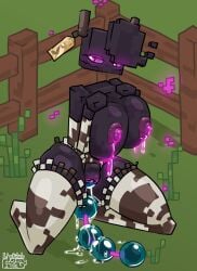 absurd_res animal_print anthro armwear balls beads big_breasts black_body bodily_fluids breasts clothing cow_print cow_suit detailed_background ear_piercing ear_tag enderman farm female genital_fluids genitals glowing glowing_eyes glowing_genitalia hi_res horn legwear limetentacle microsoft milk minecraft mojang outside particles penetration piercing purple_eyes sex_toy sex_toy_in_vagina sex_toy_insertion signature sitting sitting_on_ground solo stockings thick_thighs unusual_bodily_fluids vaginal_fluids vaginal_penetration vaginal_penetration xbox_game_studios