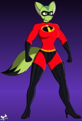 anthro big_breasts breasts carol_tea elastigirl_(cosplay) feline female female_protagonist fred715 freedom_planet freedom_planet_2 muscular muscular_female the_incredibles thick_thighs video_games wildcat