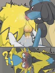 2025 albert19990202 anal anthro anthro_on_anthro anthro_penetrated anthro_penetrating anthro_penetrating_anthro anus ass backsack balls bent_over big_balls big_butt big_penis blush bodily_fluids cinderace clenched_teeth comic cum cum_in_mouth cum_inside erection fellatio fur gaping gaping_anus generation_4_pokemon generation_7_pokemon generation_8_pokemon genital_fluids genitals group group_sex hi_res humanoid_genitalia humanoid_penis interrobang kemono legendary_pokemon licking licking_another lucario male male/male male_penetrated male_penetrating male_penetrating_male motion_lines multiple_scenes nintendo nude oral oral_penetration penetration penile penis penis_in_mouth perineum pokemon pokemon_(species) rimming saliva sex simple_background spikes spikes_(anatomy) sweat teeth threesome through_wall tongue tongue_out trio tuft zeraora